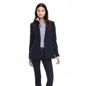 Banana Republic Navy Wool Hacking Jacket Blazer